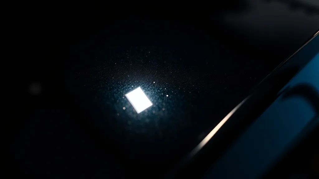 Close up of high-end car paint surface showing light reflect